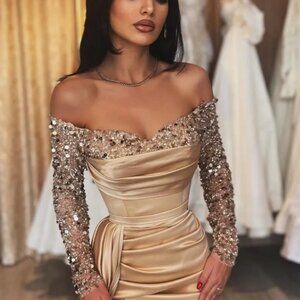 Elegant Gold Sequins Gown